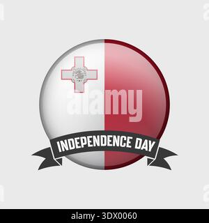 Malta Round Independence Day Badge, vector editable design, can be used for business or presentation design. Stock Vector