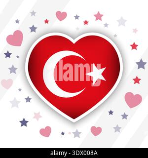 Creative Turkey Flag Heart Icon, vector editable design, can be used for business or presentation design. Stock Vector