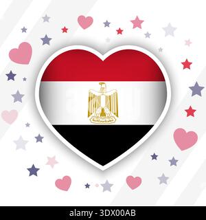 Creative Egypt Flag Heart Icon, vector editable design, can be used for business or presentation design. Stock Vector