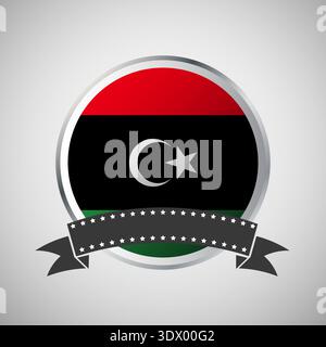 Vector Libya Round Flag Banner Vector Illustration, vector editable design, can be used for business or presentation design. Stock Vector