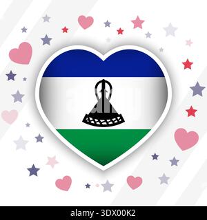 Creative Lesotho Flag Heart Icon, vector editable design, can be used for business or presentation design. Stock Vector