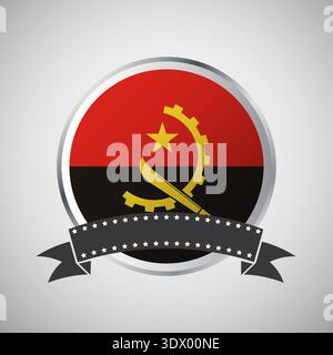 Vector Angola Round Flag Banner Vector Illustration, vector editable design, can be used for business or presentation design. Stock Vector