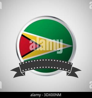 Vector Guyana Round Flag Banner Vector Illustration, vector editable design, can be used for business or presentation design. Stock Vector