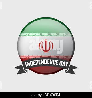 Iran Round Independence Day Badge, vector editable design, can be used for business or presentation design. Stock Vector