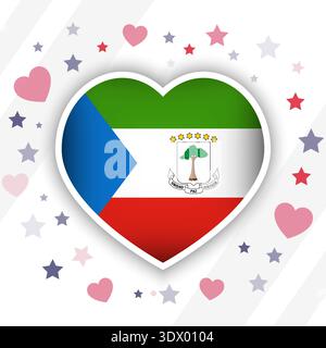 Creative Equatorial Guinea Flag Heart Icon, vector editable design, can be used for business or presentation design. Stock Vector