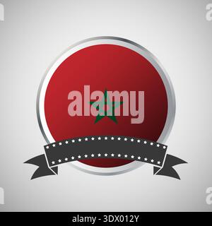 Vector Morocco Round Flag Banner Vector Illustration, vector editable design, can be used for business or presentation design. Stock Vector
