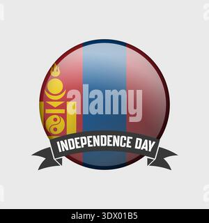 Mongolia Round Independence Day Badge, vector editable design, can be used for business or presentation design. Stock Vector