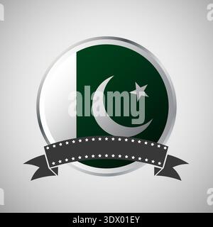 Vector Pakistan Round Flag Banner Vector Illustration, vector editable design, can be used for business or presentation design. Stock Vector