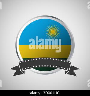 Vector Rwanda Round Flag Banner Vector Illustration, vector editable design, can be used for business or presentation design. Stock Vector