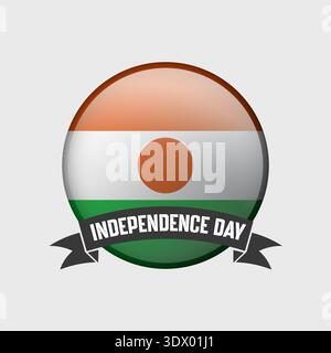 Niger Round Independence Day Badge, vector editable design, can be used for business or presentation design. Stock Vector