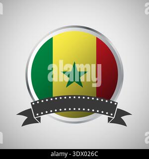 Vector Senegal Round Flag Banner Vector Illustration, vector editable design, can be used for business or presentation design. Stock Vector