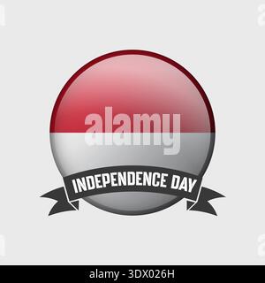 Indonesia Round Independence Day Badge, vector editable design, can be used for business or presentation design. Stock Vector