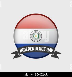 Paraguay Round Independence Day Badge, vector editable design, can be used for business or presentation design. Stock Vector
