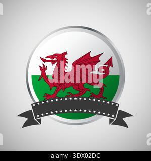 Vector Wales Round Flag Banner Vector Illustration, vector editable design, can be used for business or presentation design. Stock Vector