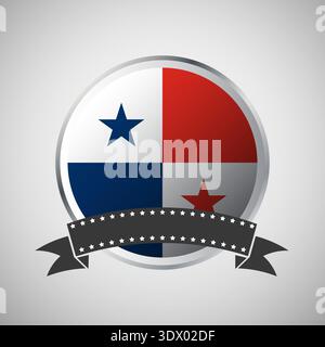 Vector Panama Round Flag Banner Vector Illustration, vector editable design, can be used for business or presentation design. Stock Vector