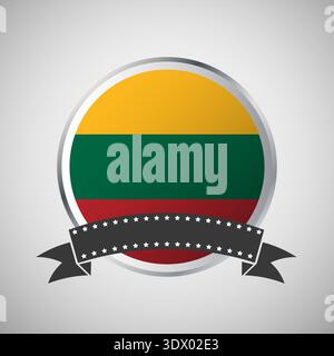 Vector Lithuania Round Flag Banner Vector Illustration, vector editable design, can be used for business or presentation design. Stock Vector