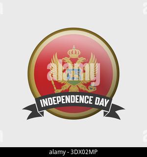 Montenegro Round Independence Day Badge, vector editable design, can be used for business or presentation design. Stock Vector