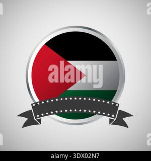 Vector Palestine Round Flag Banner Vector Illustration, vector editable design, can be used for business or presentation design. Stock Vector