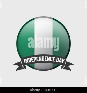 Nigeria Round Independence Day Badge, vector editable design, can be used for business or presentation design. Stock Vector