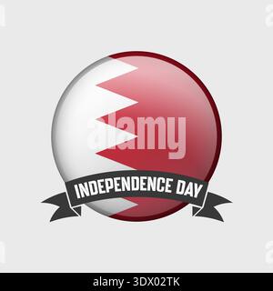 Bahrain Round Independence Day Badge, vector editable design, can be used for business or presentation design. Stock Vector