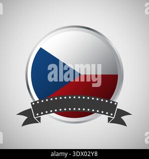 Vector Czech Republic Round Flag Banner Vector Illustration, vector editable design, can be used for business or presentation design. Stock Vector