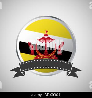 Vector Brunei Round Flag Banner Vector Illustration, vector editable design, can be used for business or presentation design. Stock Vector