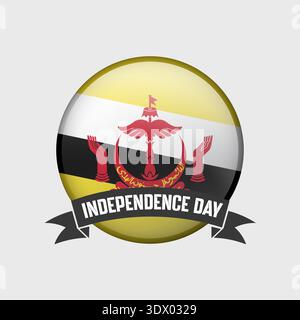 Brunei Round Independence Day Badge, vector editable design, can be used for business or presentation design. Stock Vector