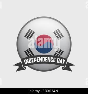 South Korea Round Independence Day Badge, vector editable design, can be used for business or presentation design. Stock Vector