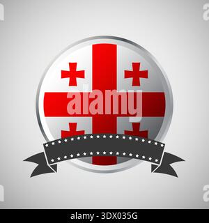 Vector Georgia Round Flag Banner Vector Illustration, vector editable design, can be used for business or presentation design. Stock Vector