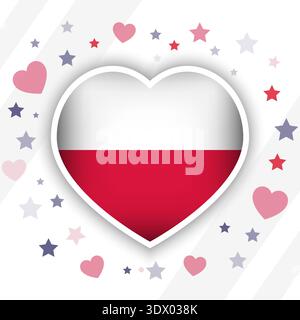 Creative Poland Flag Heart Icon, vector editable design, can be used for business or presentation design. Stock Vector