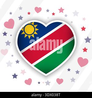 Creative Namibia Flag Heart Icon, vector editable design, can be used for business or presentation design. Stock Vector