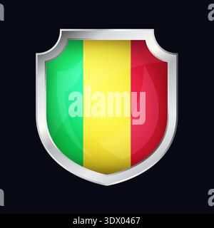 Mali Silver Shield Flag Icon, vector editable design, can be used for business or presentation design. Stock Vector