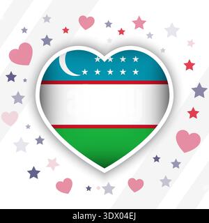 Creative Uzbekistan Flag Heart Icon, vector editable design, can be used for business or presentation design. Stock Vector
