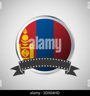 Vector Mongolia Round Flag Banner Vector Illustration, vector editable design, can be used for business or presentation design. Stock Vector