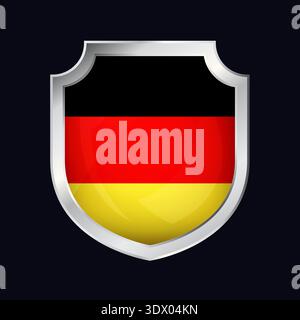 Germany Silver Shield Flag Icon, vector editable design, can be used for business or presentation design. Stock Vector