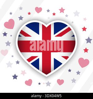 Creative United Kingdom Flag Heart Icon, vector editable design, can be used for business or presentation design. Stock Vector