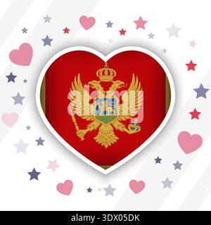 Creative Montenegro Flag Heart Icon, vector editable design, can be used for business or presentation design. Stock Vector