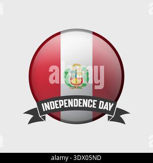 Peru Round Independence Day Badge, vector editable design, can be used for business or presentation design. Stock Vector
