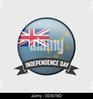 Tuvalu Round Independence Day Badge, vector editable design, can be used for business or presentation design. Stock Vector