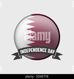 Qatar Round Independence Day Badge, vector editable design, can be used for business or presentation design. Stock Vector