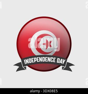 Tunisia Round Independence Day Badge, vector editable design, can be used for business or presentation design. Stock Vector