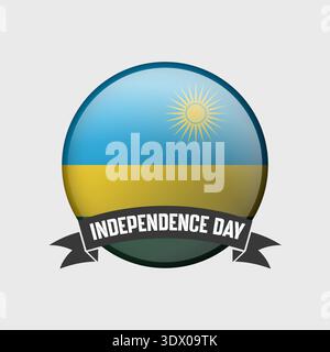 Rwanda Round Independence Day Badge, vector editable design, can be used for business or presentation design. Stock Vector