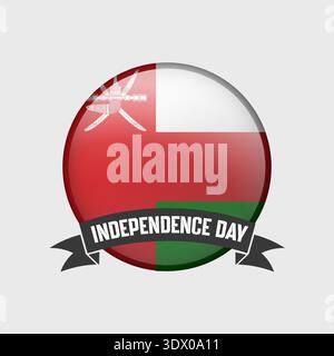 Oman Round Independence Day Badge, vector editable design, can be used for business or presentation design. Stock Vector
