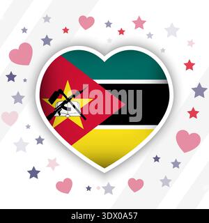 Creative Mozambique Flag Heart Icon, vector editable design, can be used for business or presentation design. Stock Vector