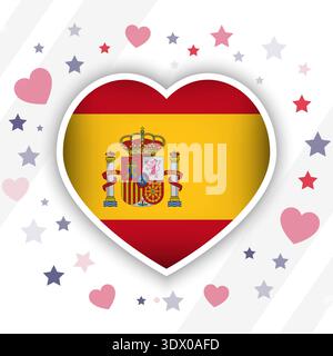 Creative Spain Flag Heart Icon, vector editable design, can be used for business or presentation design. Stock Vector