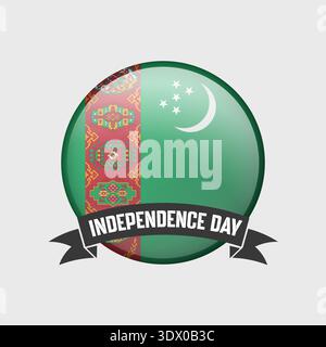 Turkmenistan Round Independence Day Badge, vector editable design, can be used for business or presentation design. Stock Vector