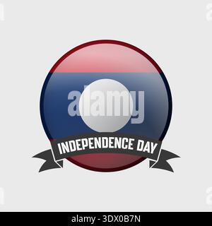 Laos Round Independence Day Badge, vector editable design, can be used for business or presentation design. Stock Vector