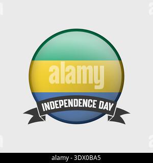 Gabon Round Independence Day Badge, vector editable design, can be used for business or presentation design. Stock Vector