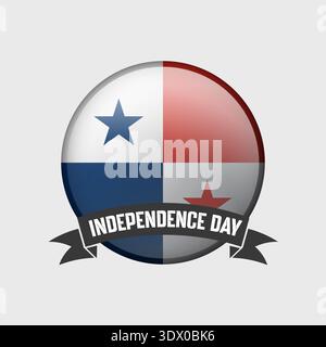 Panama Round Independence Day Badge, vector editable design, can be used for business or presentation design. Stock Vector