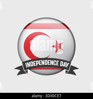 Northern Cyprus Round Independence Day Badge, vector editable design, can be used for business or presentation design. Stock Vector